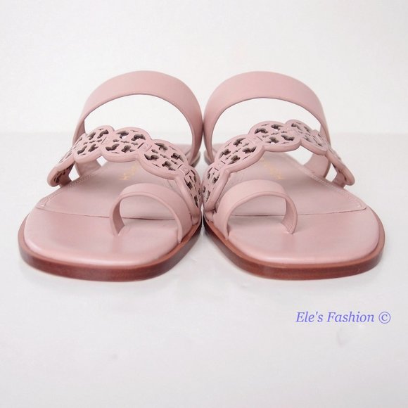 NIB Tory Burch Tiny Miller Toe Ring Leather Sandal Shell Pink US 7 10.5 AUTHENTC - Picture 6 of 16